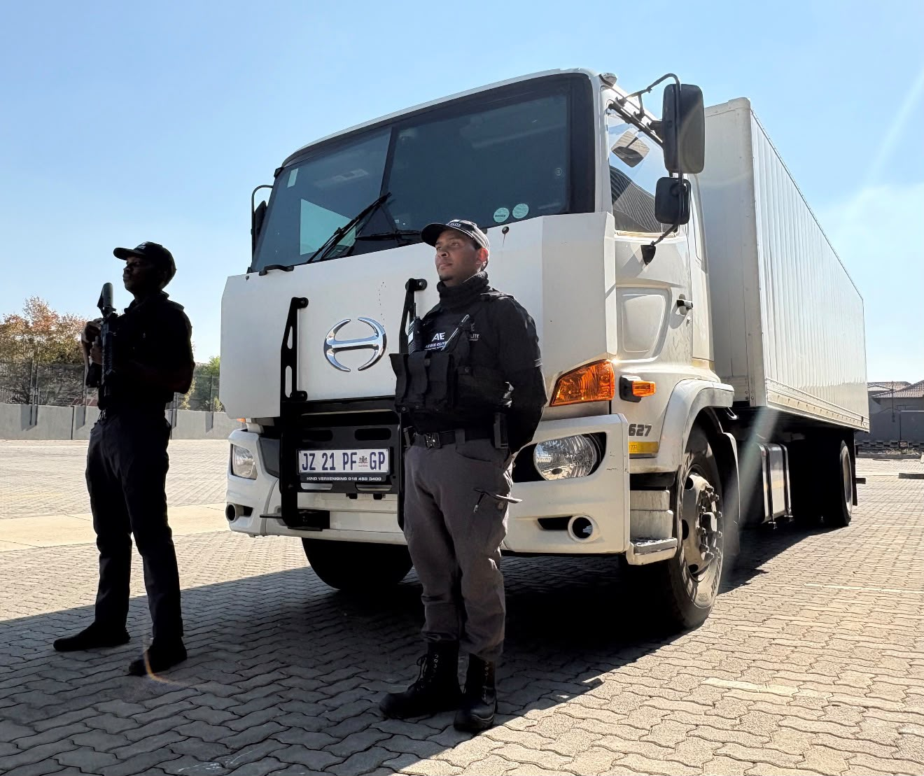 AEGIS ELITE officers providing escort support for a freight vehicle